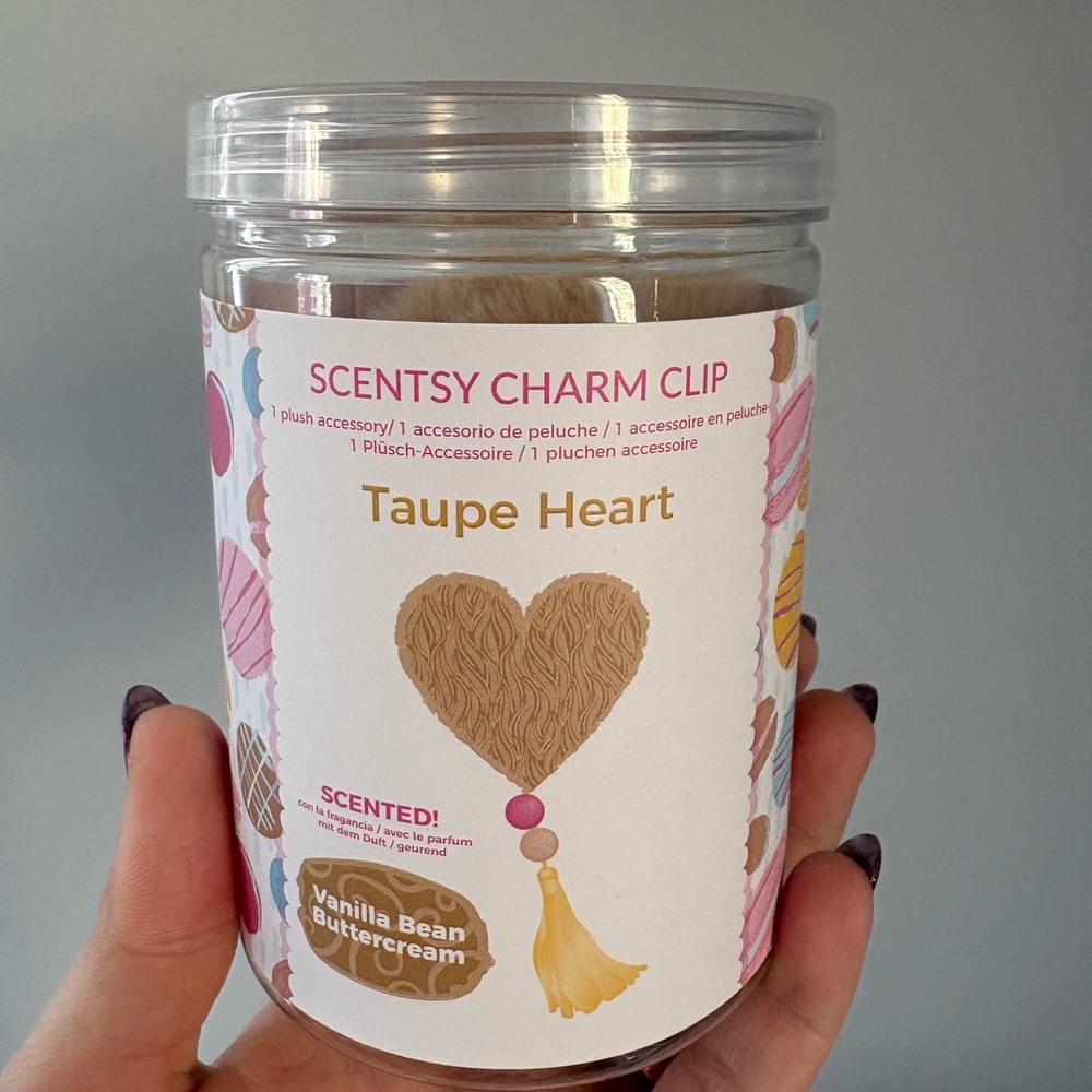 Scentsy Taupe Heart Charm Clip - Taupe with Yellow Tassel